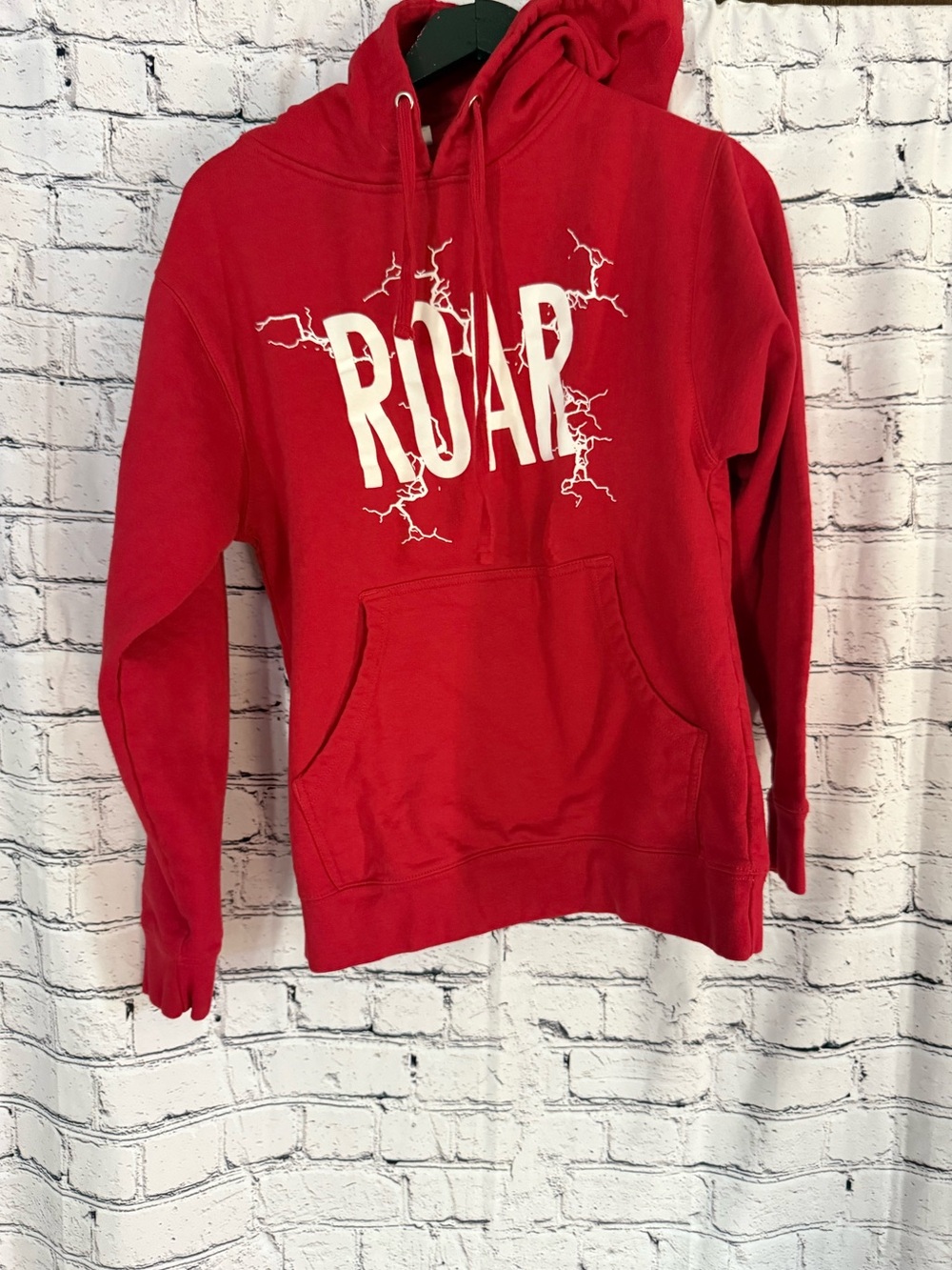 Red graphic hoodie. Size XS
